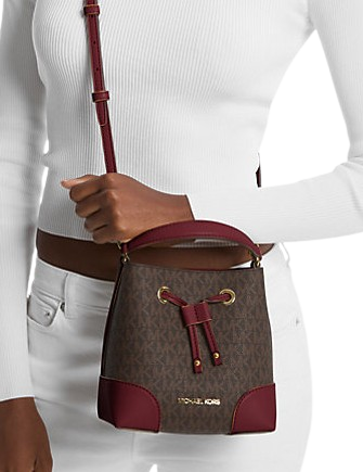 Michael Michael Kors Mercer Small Logo Bucket Bag Oxblood