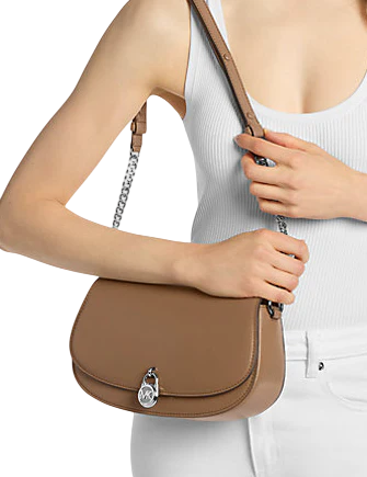 Michael Michael Kors Mila Medium Leather Messenger Bag Driftwood