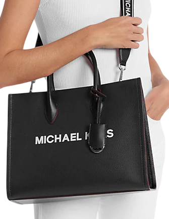 Michael Michael Kors Mirella Medium Pebbled Leather Tote Bag Black