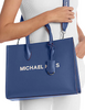 Michael Michael Kors Mirella Medium Pebbled Leather Tote Bag Galaxy Blue