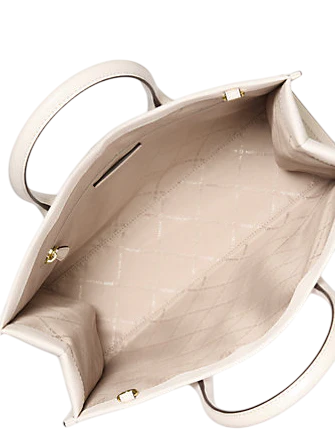 Michael Michael Kors Mirella Medium Pebbled Leather Tote Bag Light Cream