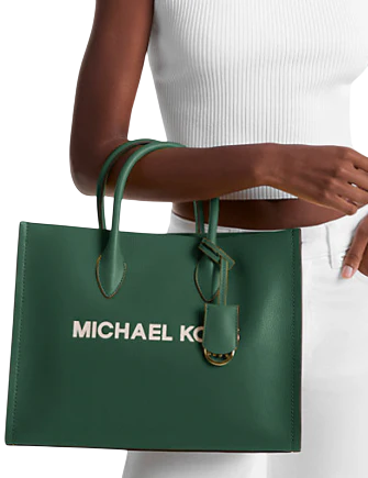 Michael Michael Kors Mirella Medium Pebbled Leather Tote Bag Moss