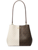 Michael Michael Kors Pratt Medium Two-Tone Signature Logo Shoulder Bag Brown