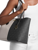 Michael Michael Kors Sheila Large Two-Tone Signature Logo Tote Bag Black