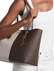 Michael Michael Kors Sheila Large Two-Tone Signature Logo Tote Bag Brown