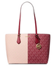 Michael Michael Kors Sheila Large Two-Tone Signature Logo Tote Bag Cherry