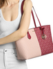 Michael Michael Kors Sheila Large Two-Tone Signature Logo Tote Bag Cherry