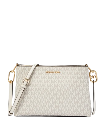 Michael Michael Kors Trisha Medium Logo Crossbody Bag Light Cream