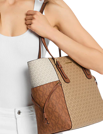 Michael Michael Kors Voyager Large Color-Block Signature Logo Tote Michael Michael Kors Voyager Large Color-Block Signature Logo Tote