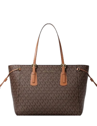 Michael Michael Kors Voyager Large Signature Logo Top-Zip Tote Bag Michael Michael Kors Voyager Large Signature Logo Top-Zip Tote Bag