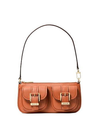 Michael Michael Kors Zoe Small Leather Convertible Shoulder Bag Orange Punch