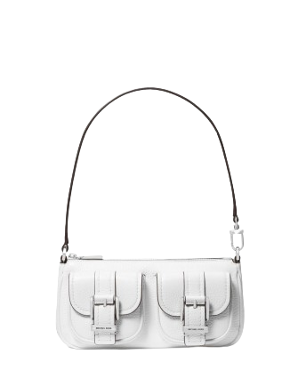 Michael Michael Kors Zoe Small Pebbled Leather Pochette Optic White