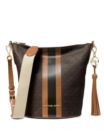 Michael Michael Kors Brooke Medium Leather Zip Bucket Messenger