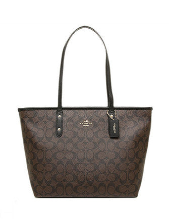 Coach City Zip Top Tote in Signature Coated Canvas Brixton Baker