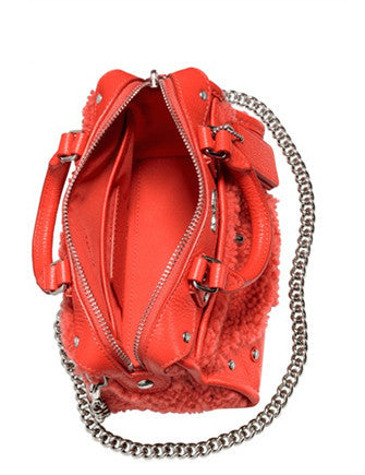 Coach Rhyder Satchel 18 In Shearling and Leather
