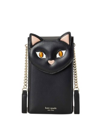 Kate Spade Meow Cat North South Phone Crossbody Black