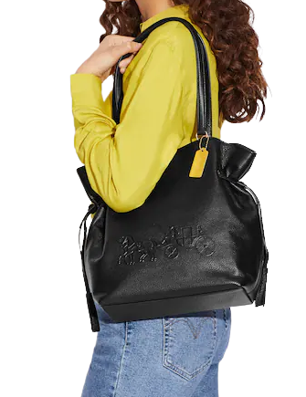 Black coach bag with horse and carriage Clearance