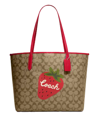 Coach City Tote In Signature Canvas With Wild Strawberry | Brixton Coach City Tote In Signature Canvas With Wild Strawberry | Brixton