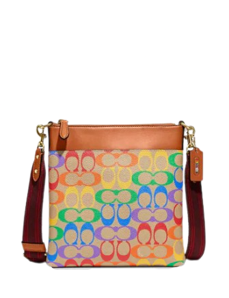 Rainbow color coach purse hotsell