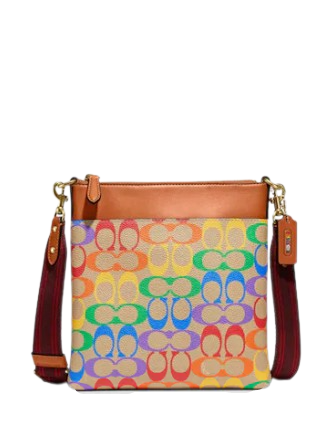 Coach Kitt Messenger Crossbody In Rainbow Signature Canvas