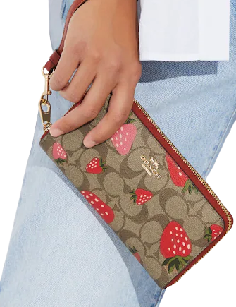 Coach Long Zip Around Wallet In Signature Canvas With Wild