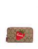 Coach Medium Id Zip Wallet In Signature Canvas With Wild Strawberry