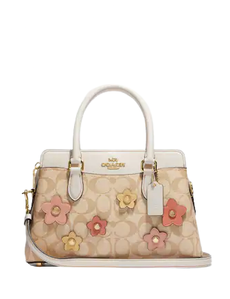 Coach Mini Darcie Carryall In Signature Canvas With Floral Applique