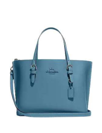 Coach Mollie Shoulder Tote Handbag Purse Large Powder Blue best Leather