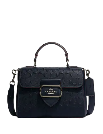 Coach top handle pouch in signature leather sale
