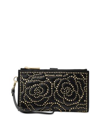 Michael kors black studded wristlet hotsell