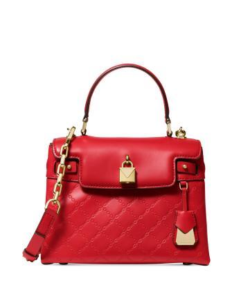 Michael michael kors gramercy chain hot sale embossed leather top handle satchel