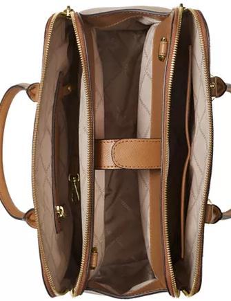 Michael michael kors houston deals double zip crossgrain leather satchel