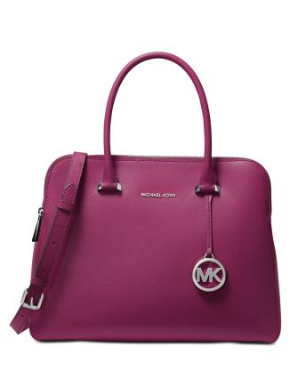 Houston double zip crossgrain leather satchel top