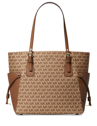 MICHAEL Michael Kors Women's Voyager East/West Signature Tote, Brown Handbag