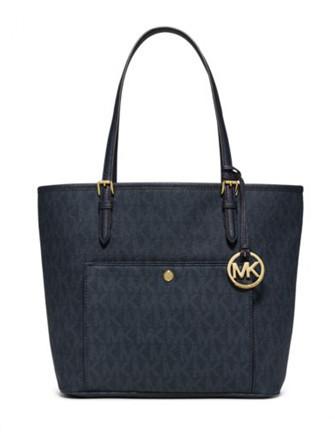 Signature jet set item large top zip snap pocket tote top