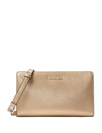 Michael Michael Kors Jet Set Travel Crossbody Clutch Pale Gold