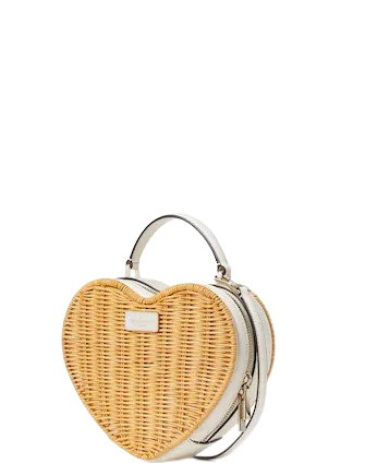 kate spade, Bags, Kate Spade New Love Shack Wicker Heart Crossbody  Neutral Parchment Authentic