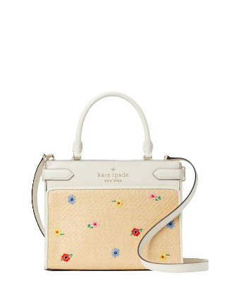 Kate Spade New York Staci Garden Bouquet Straw Small Satchel Kate Spade New York Staci Garden Bouquet Straw Small Satchel
