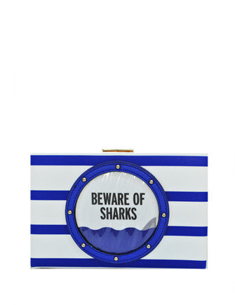 Kate Spade New York Emanuelle Make a Splash Beware of Shark Clutch