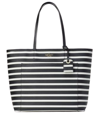 Kate spade black and white striped bag best sale
