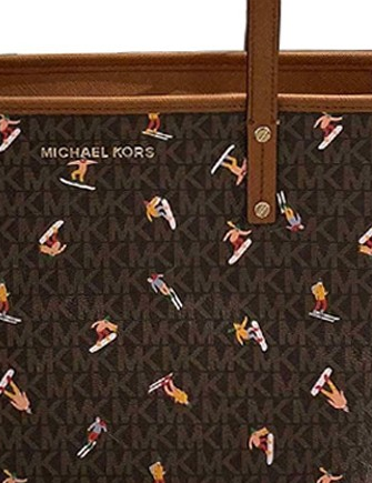 Michael Kors Jet Set Aspen Medium Top Zip Tote Bag Mk Brown Multi