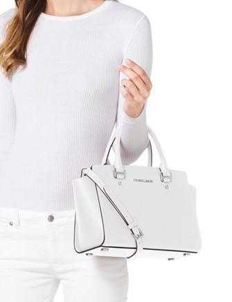 Michael Michael Kors Medium Selma Saffiano Zip Satchel Optic White