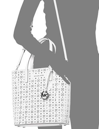 MICHAEL Michael Kors Westley Large Top Zip Chain Tote (Optic White)  Handbags - ShopStyle