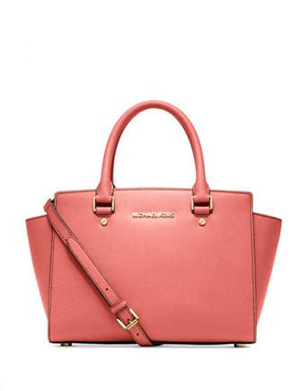 Michael Michael Kors Selma Saffiano Leather Medium Satchel, Color Pink Grapefruit