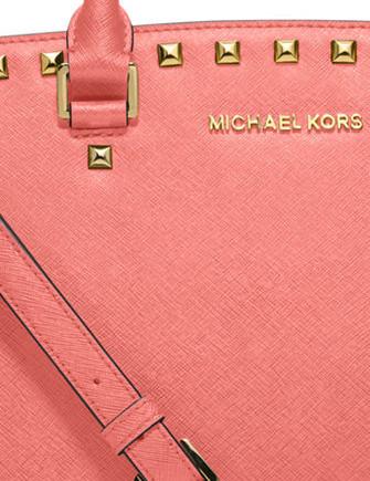 Red Studded Saffiano Leather Michael Kors Purse  Purses michael kors,  Saffiano leather, Red studs