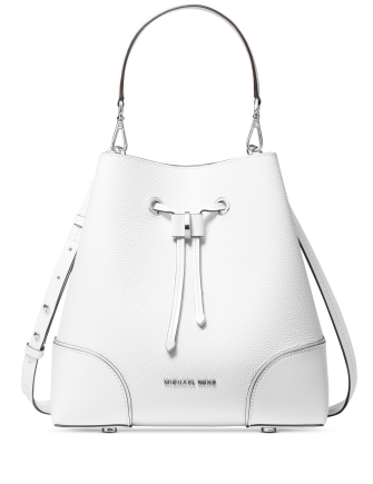 Michael Kors Mercer Gallery Convertible Bucket Leather Bag Optic White
