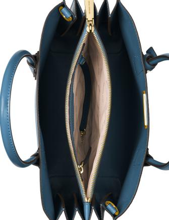 Michael Kors Mercer Large Accordion Navy Blue Pebbled Leather