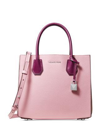 Michael+Kors+Mercer+Large+Pebbled+Leather+Accordion+Tote+Soft+Pink+30T8TM9T3L  for sale online