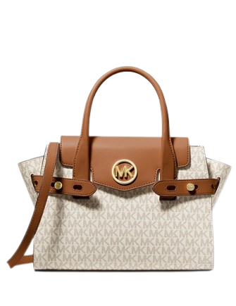 Michael Kors 35S2Gnms5B Carmen Medium Logo And Faux Leather Belted Satchel  Power Blush Multi 