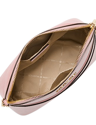Michael Kors Women's Jet Set Travel Medium Leather X Cross Dome Crossbody  Handbag (Luggage Solid/Gold)